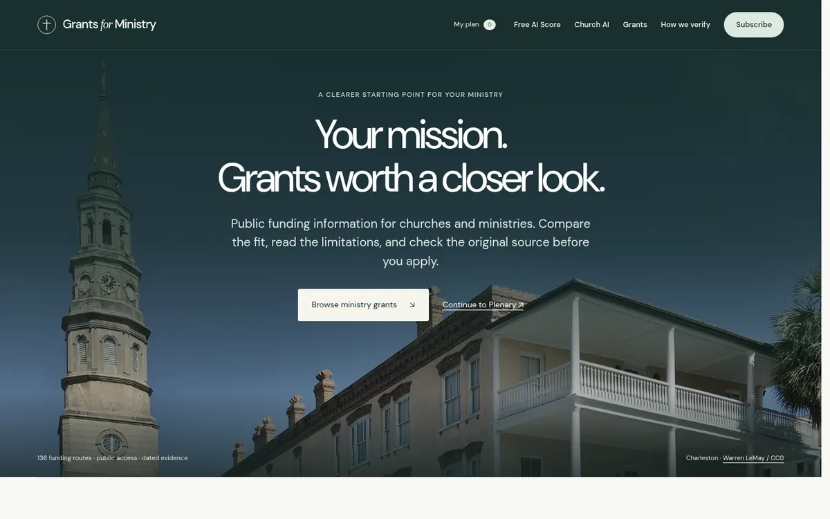 Grants for Ministry homepage