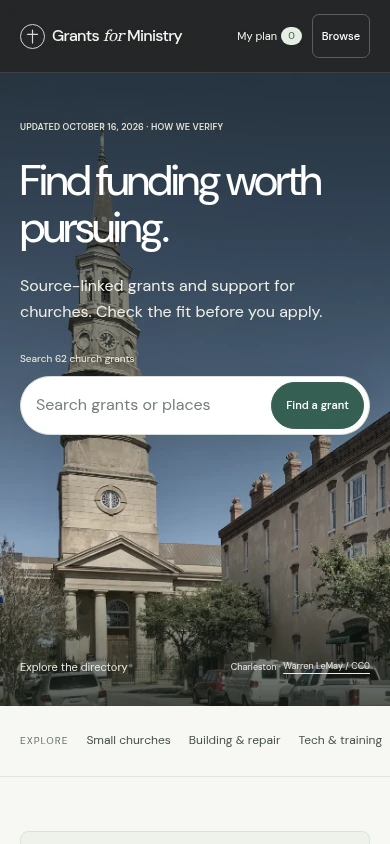Grants for Ministry mobile website capture